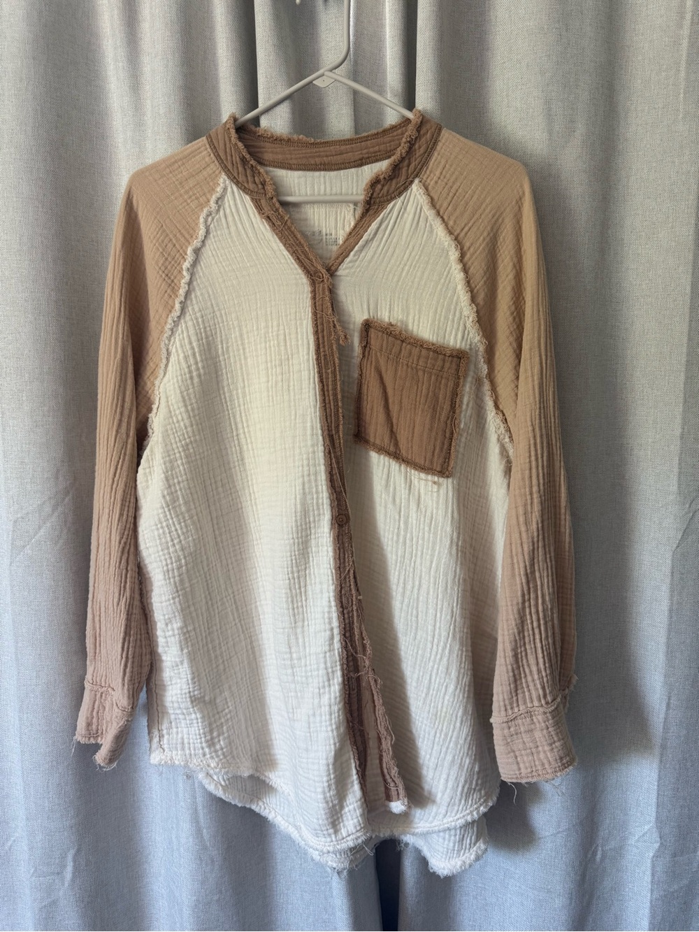Gauze Beige & Cream Button Down Shirt